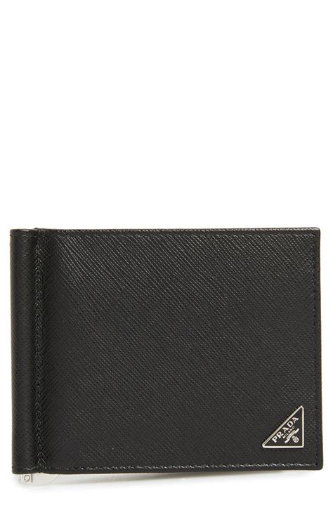 saffiano leather money clip wallet prada
